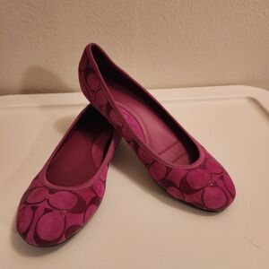 Coach Pink Signature Pattern Ballet Flats